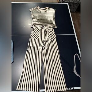 Striped Black and White Women's top and pants